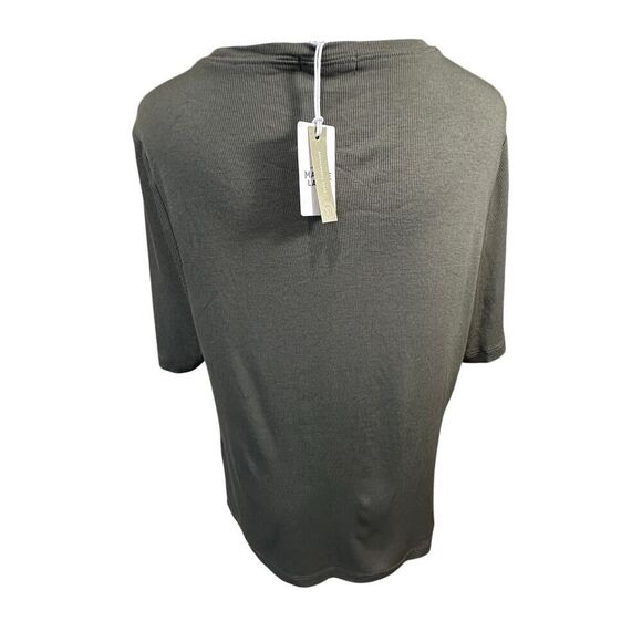 NWT Marine Layer Olive Lexi Rib Twist Front Tee Stretch Crewneck Top Women’s XL - Picture 9 of 14